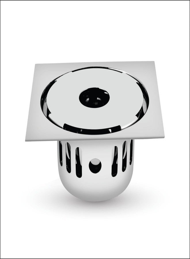 Sanjay Chilly Square German SS Floor Drain Pipe Hole with Cockroach Trap for Bathroom 304 Grade | Floor Drain Cover Jali Waste Water Drain Stainer (German Drain Gypsy Silver 5x5 Inch) - Image 1